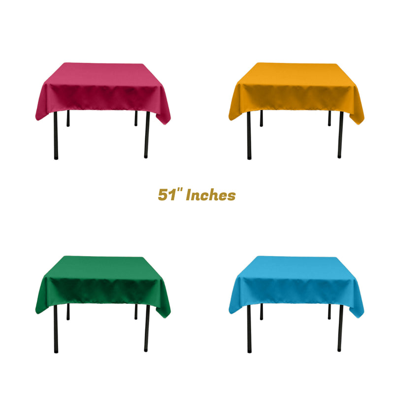 51" Square Polyester Poplin Tablecloth / Overlay/ Party Supply.