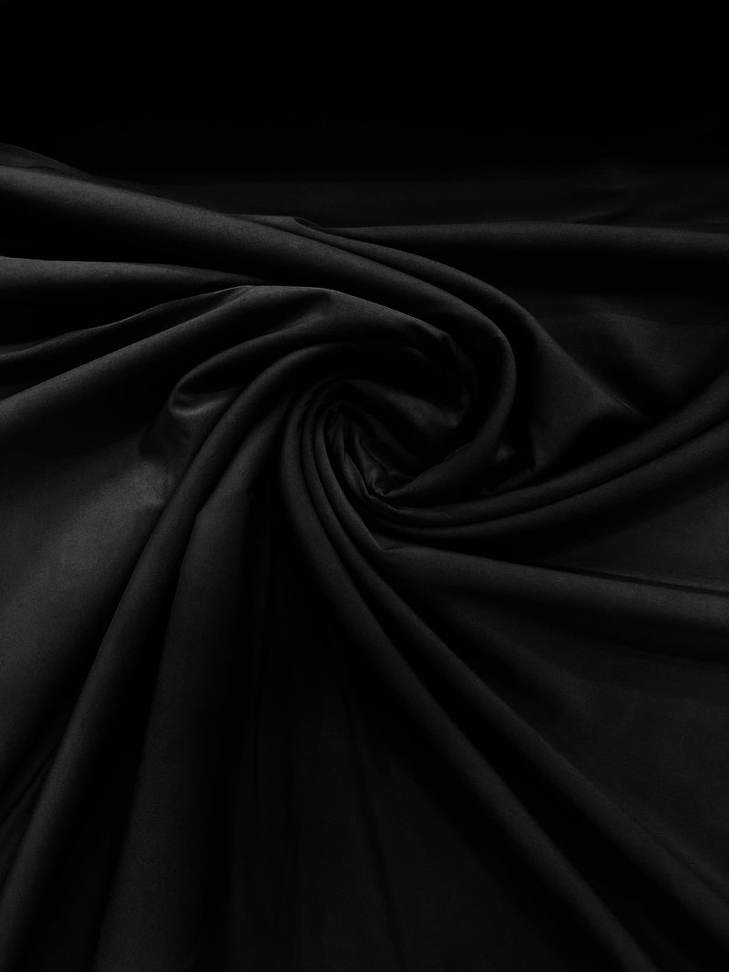 Black 58" Wide ITY Fabric Polyester Knit Jersey 2 Way Stretch Spandex Sold By The Yard.