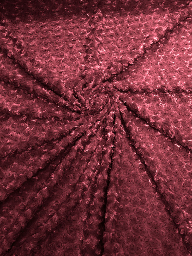 Burgundy - Solid Rosebud Minky Soft Snuggle Fabric 58/59" Wide Sold By The Yard.