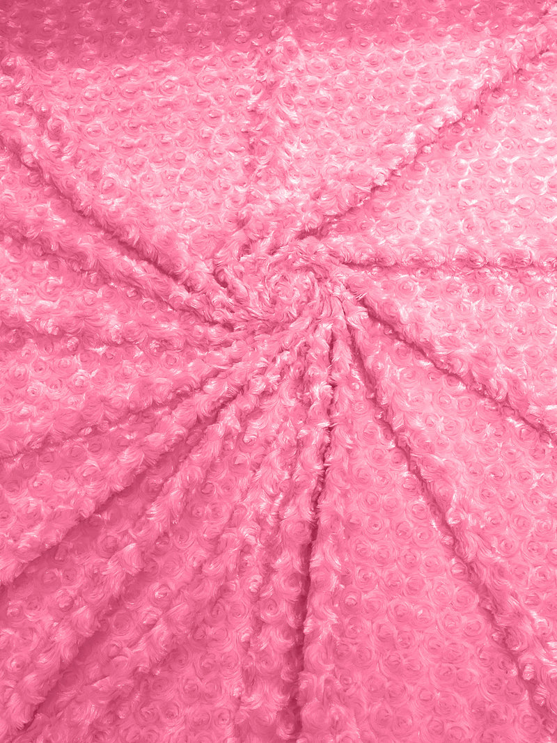 Candy Pink - Solid Rosebud Minky Soft Snuggle Fabric 58/59" Wide Sold By The Yard.