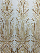 Palm Beaded Damask Design Fabric, by The Yard. (Copy)