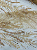 Palm Beaded Damask Design Fabric, by The Yard. (Copy)