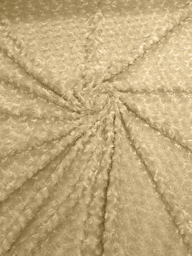 Champagne - Solid Rosebud Minky Soft Snuggle Fabric 58/59" Wide Sold By The Yard.