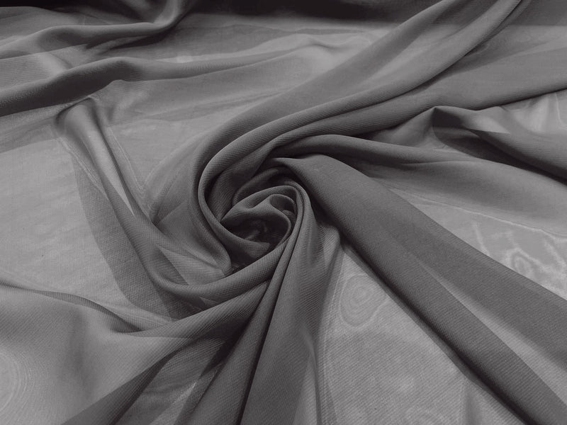 Charcoal 58" Wide 100% Polyester Soft Light Weight, See Through Chiffon Fabric ByTheYard.