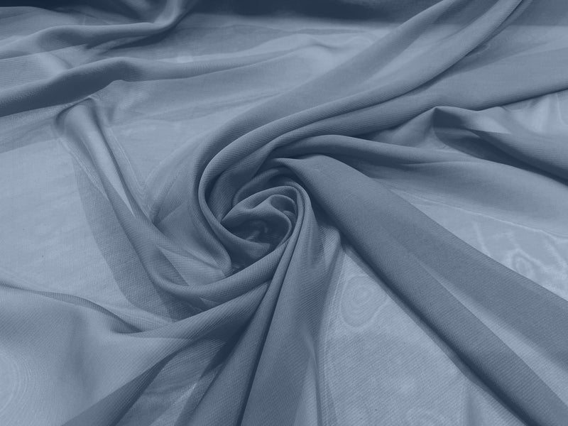 Coppen Blue 58" Wide 100% Polyester Soft Light Weight, See Through Chiffon Fabric ByTheYard.