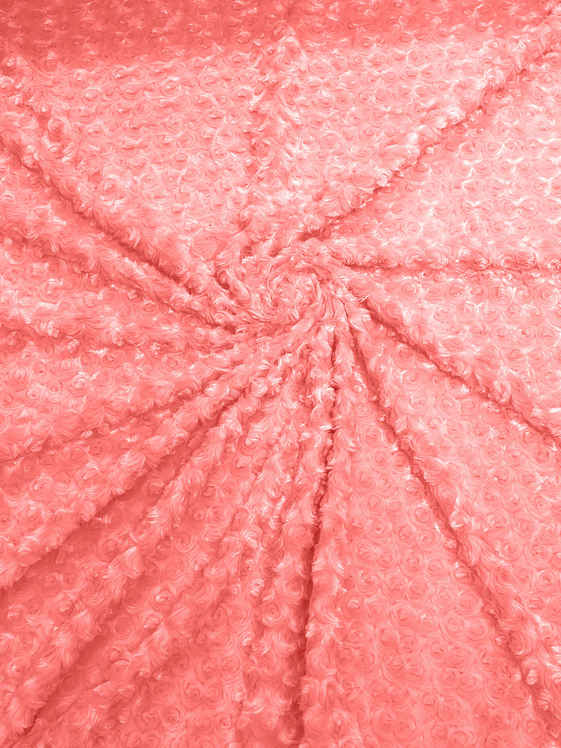 Coral - Solid Rosebud Minky Soft Snuggle Fabric 58/59" Wide Sold By The Yard.