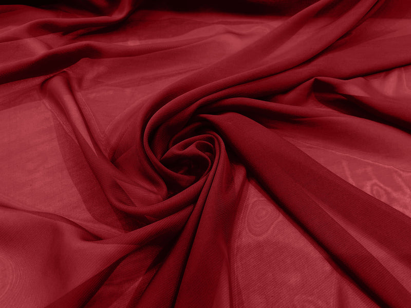 Cranberry 58" Wide 100% Polyester Soft Light Weight, See Through Chiffon Fabric ByTheYard.