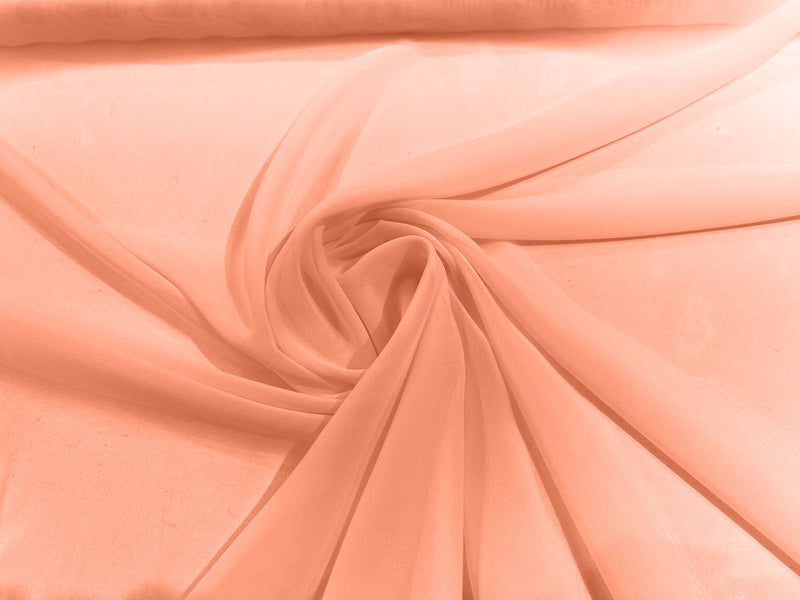 Dark Peach 58" Wide 100% Polyester Soft Light Weight, See Through Chiffon Fabric ByTheYard.