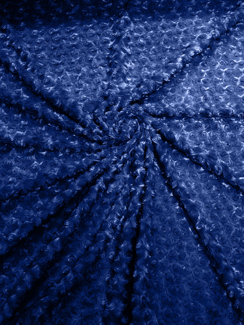 Dark Royal Blue - Solid Rosebud Minky Soft Snuggle Fabric 58/59" Wide Sold By The Yard.