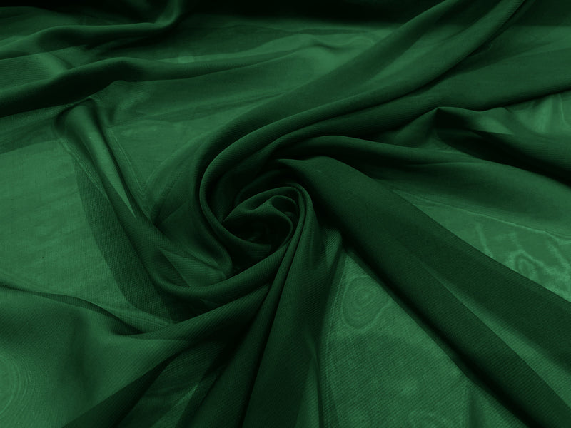 Hunter Green 58" Wide 100% Polyester Soft Light Weight, See Through Chiffon Fabric ByTheYard.