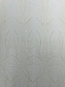 Palm Beaded Damask Design Fabric, by The Yard. (Copy)