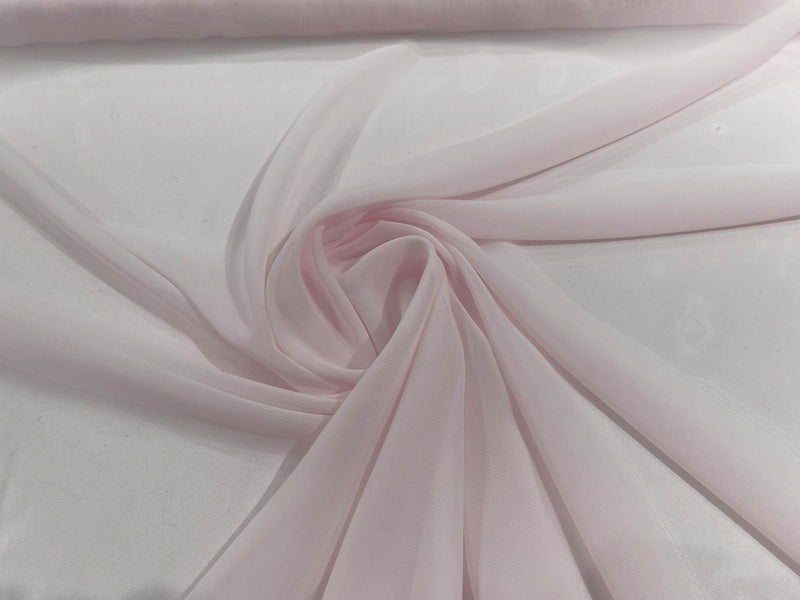 Light Pink 58" Wide 100% Polyester Soft Light Weight, See Through Chiffon Fabric ByTheYard.