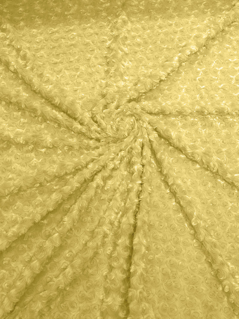 Light Yellow - Solid Rosebud Minky Soft Snuggle Fabric 58/59" Wide Sold By The Yard.