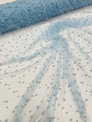 Heavy Scattered Pearls Studded Mesh, 2-Way Stretch, sold by the yard.