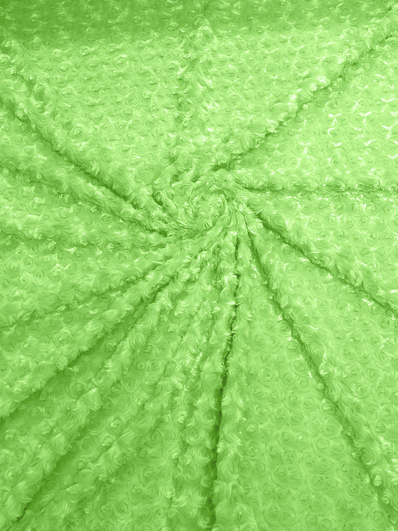 Lime - Solid Rosebud Minky Soft Snuggle Fabric 58/59" Wide Sold By The Yard.