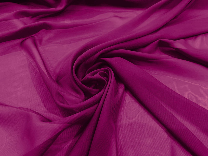 Magenta 58" Wide 100% Polyester Soft Light Weight, See Through Chiffon Fabric ByTheYard.