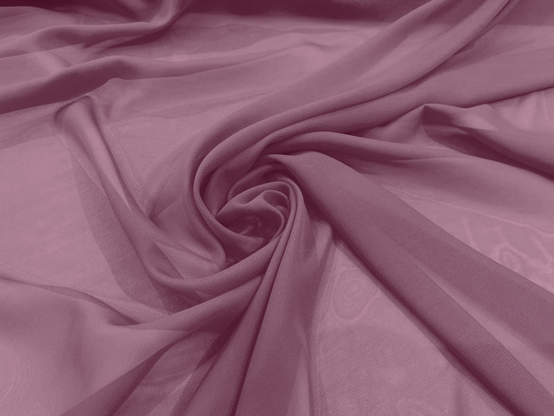 Mauve 58/60" Wide 100% Polyester Soft Light Weight, Sheer, See Through Chiffon Fabric Sold By The Yard.