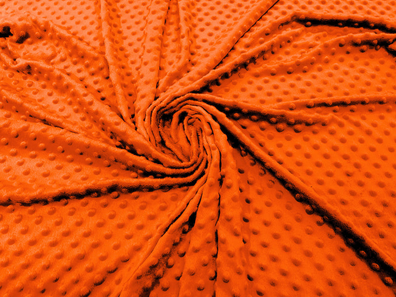 Neon Orange - Minky Dimple Dot Soft Cuddle Fabric 58/59" Wide 100% Polyester Sold By The Yard.