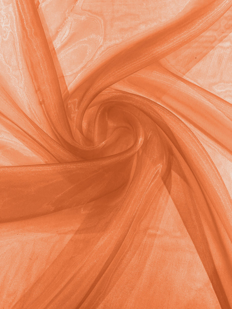Orange Solid Light Weight, Sheer, See Through Crystal Organza Fabric 60" Wide ByTheYard.