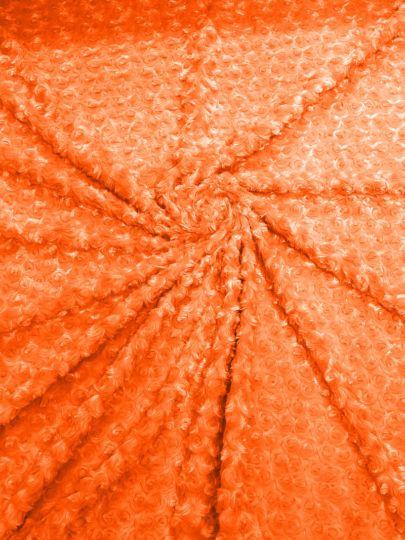Orange - Solid Rosebud Minky Soft Snuggle Fabric 58/59" Wide Sold By The Yard.