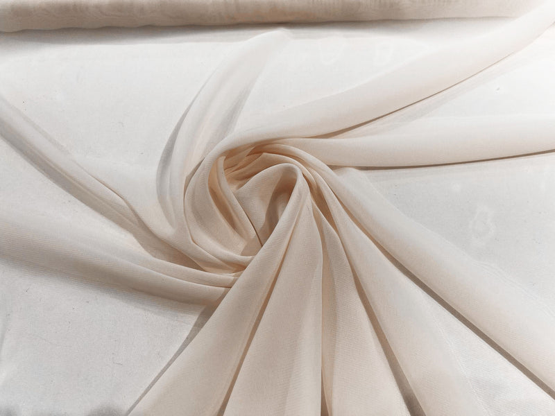 Peach 58" Wide 100% Polyester Soft Light Weight, See Through Chiffon Fabric ByTheYard.