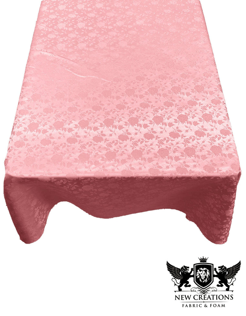 Rectangular Tablecloth Roses Jacquard Satin Overlay for Small Coffee Table Seamless. (60 Inches x 144 Inches)