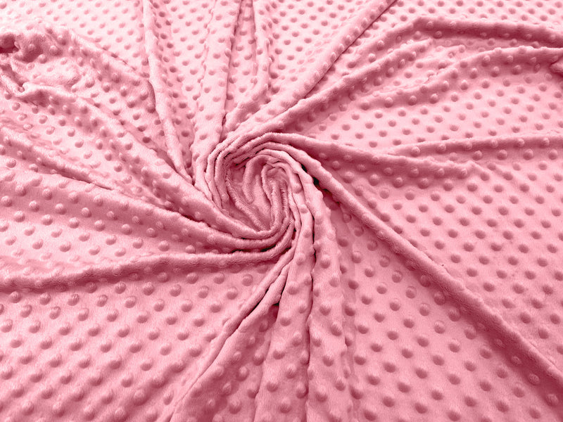 Pink - Minky Dimple Dot Soft Cuddle Fabric 58/59" Wide 100% Polyester Sold By The Yard.
