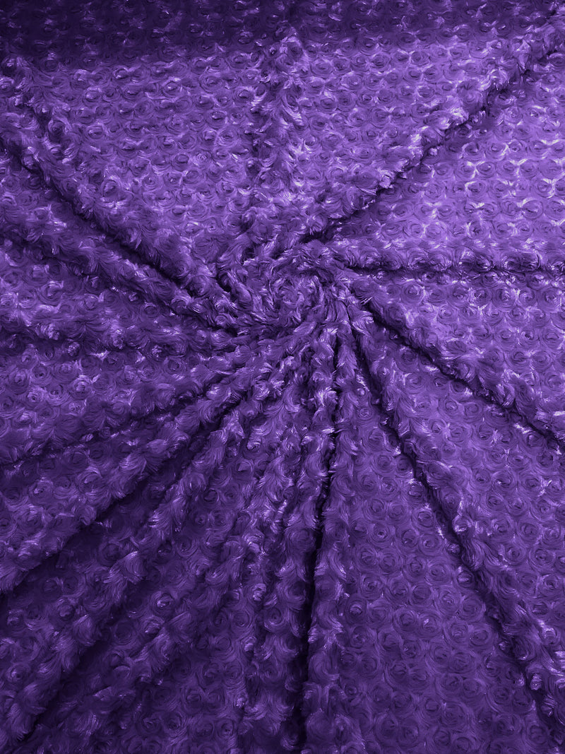 Purple - Solid Rosebud Minky Soft Snuggle Fabric 58/59" Wide Sold By The Yard.