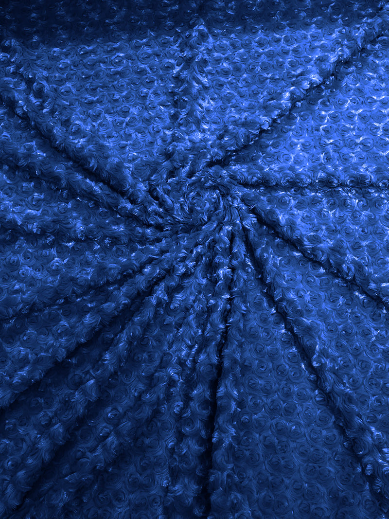 Royal Blue - Solid Rosebud Minky Soft Snuggle Fabric 58/59" Wide Sold By The Yard.