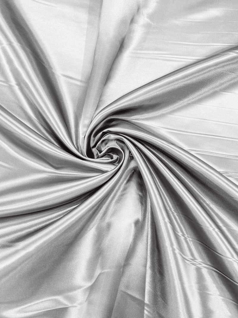 Silver - Heavy Shiny Bridal Satin Fabric for Wedding Dress, 60"inches Wide SoldByTheYard.