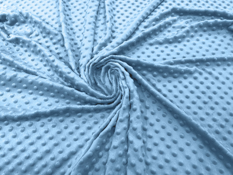 Sky Blue - Minky Dimple Dot Soft Cuddle Fabric 58/59" Wide 100% Polyester Sold By The Yard.
