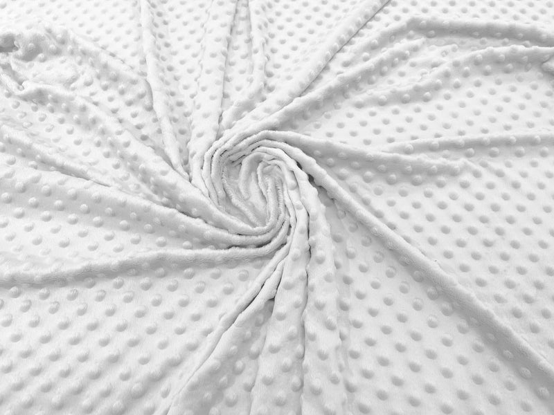 White - Minky Dimple Dot Soft Cuddle Fabric 58/59" Wide 100% Polyester Sold By The Yard.