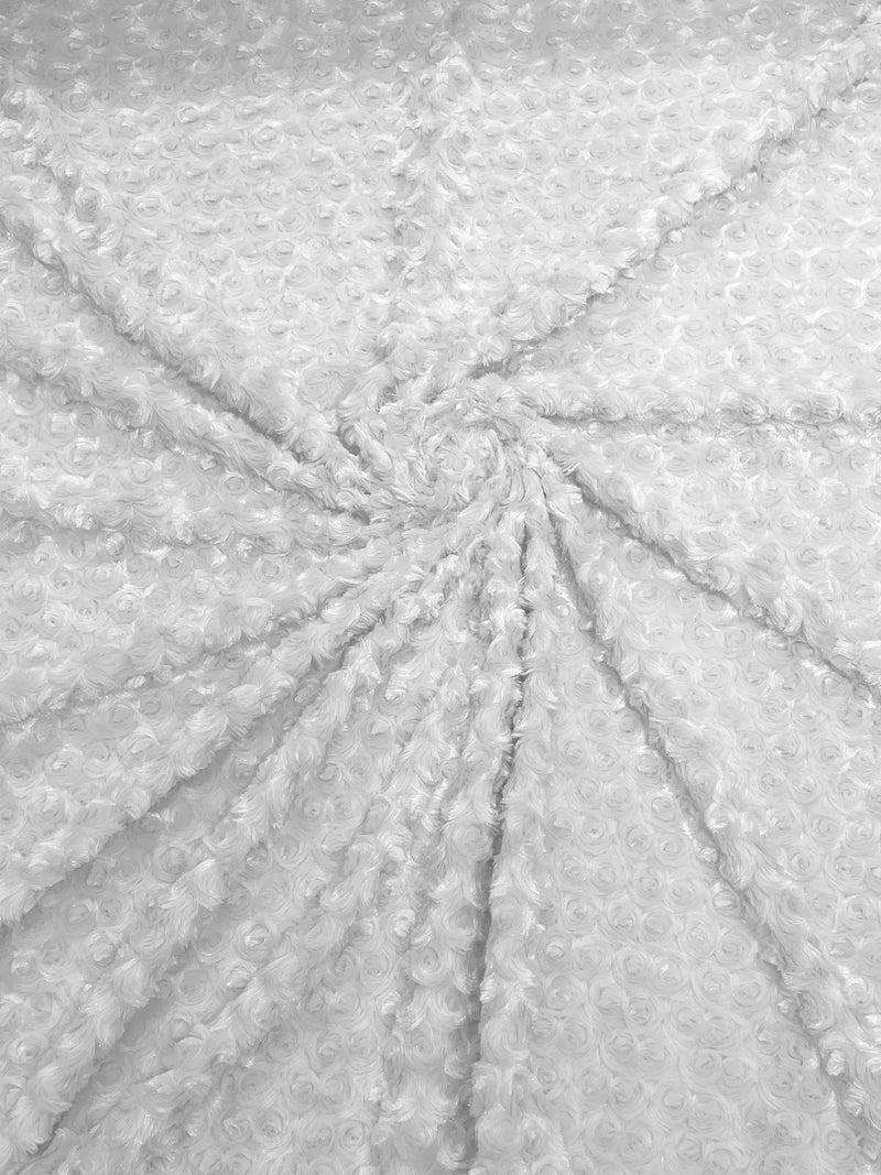 White - Solid Rosebud Minky Soft Snuggle Fabric 58/59" Wide Sold By The Yard.