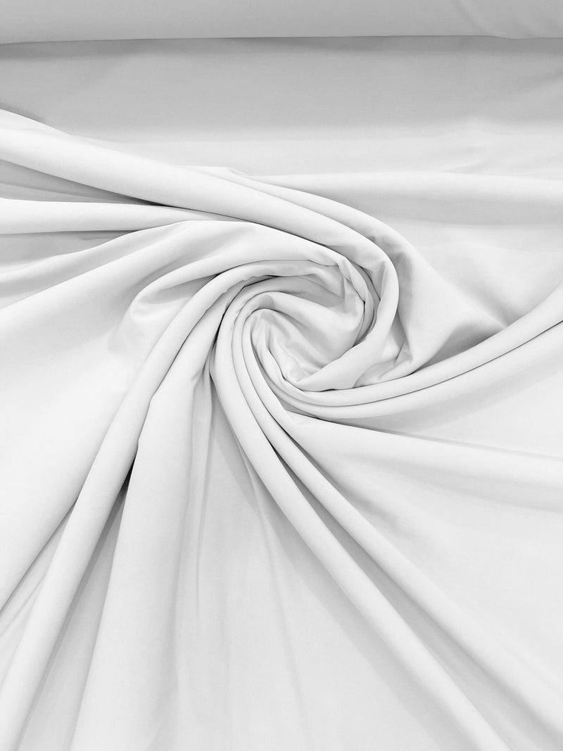 White 58" Wide ITY Fabric Polyester Knit Jersey 2 Way Stretch Spandex Sold By The Yard.