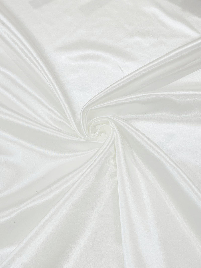White - Heavy Shiny Bridal Satin Fabric for Wedding Dress, 60"inches Wide SoldByTheYard.