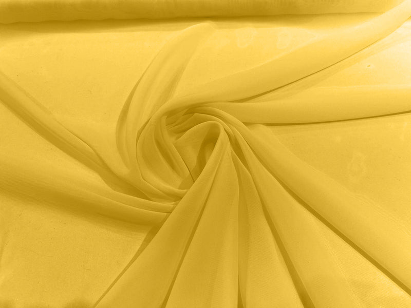 Yellow 58" Wide 100% Polyester Soft Light Weight, See Through Chiffon Fabric ByTheYard.