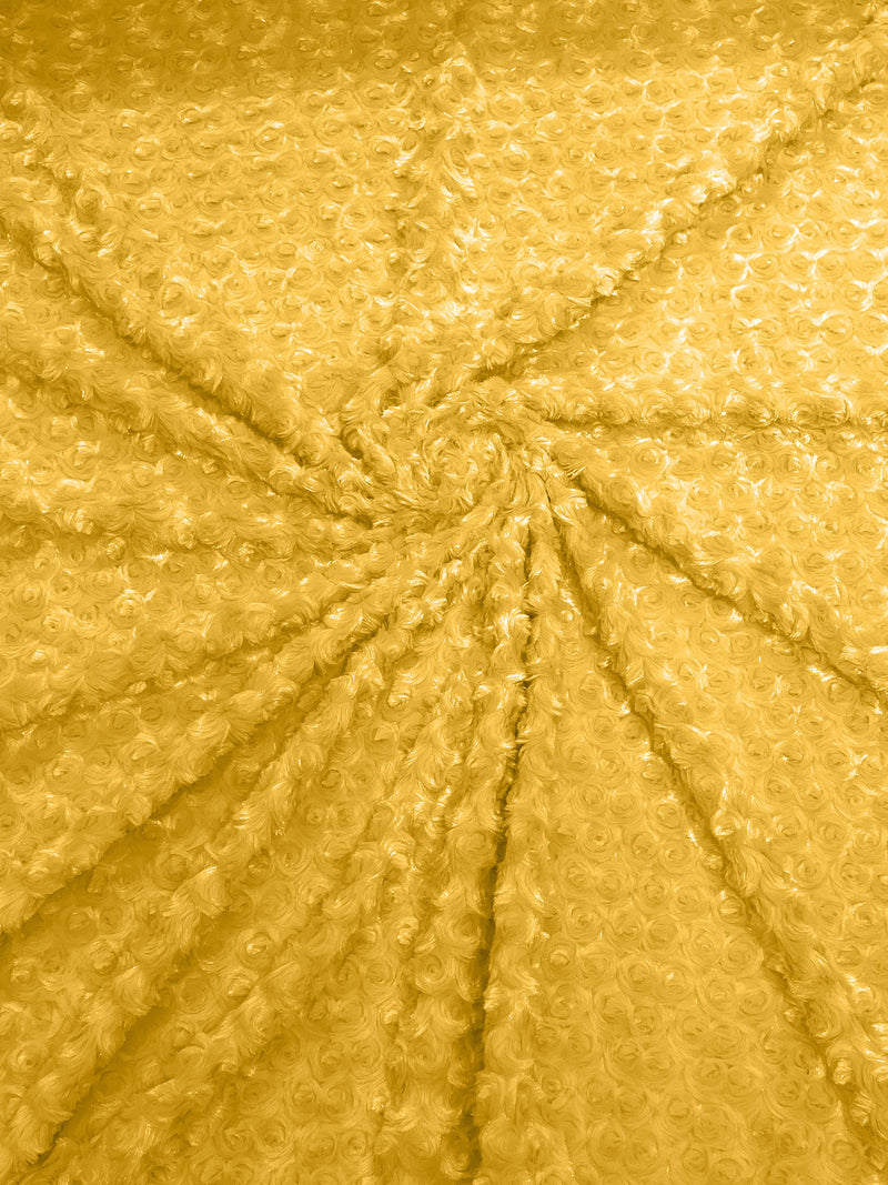 Yellow - Solid Rosebud Minky Soft Snuggle Fabric 58/59" Wide Sold By The Yard.