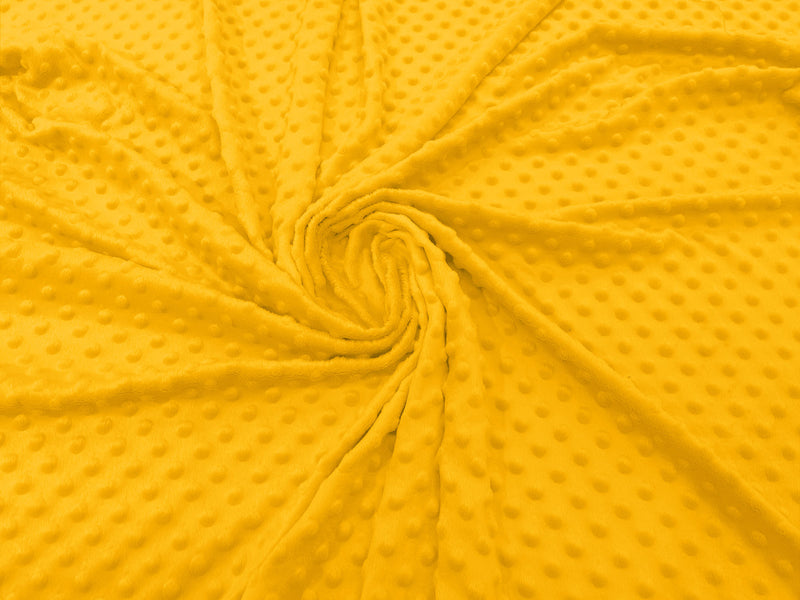 Yellow - Minky Dimple Dot Soft Cuddle Fabric 58/59" Wide 100% Polyester Sold By The Yard.