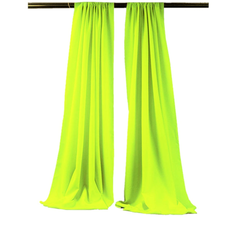 Neon Yellow - Backdrop Drape Curtain, Polyester Poplin SEAMLESS 2 SETS.