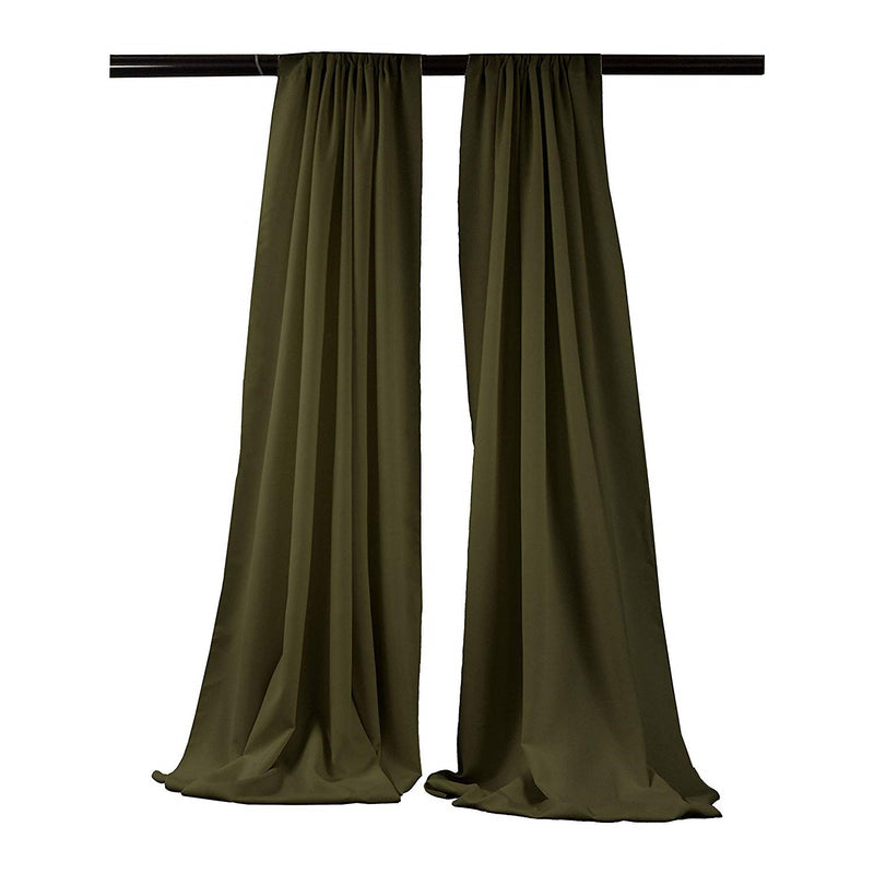 Olive Green - Backdrop Drape Curtain, Polyester Poplin SEAMLESS 2 SETS.