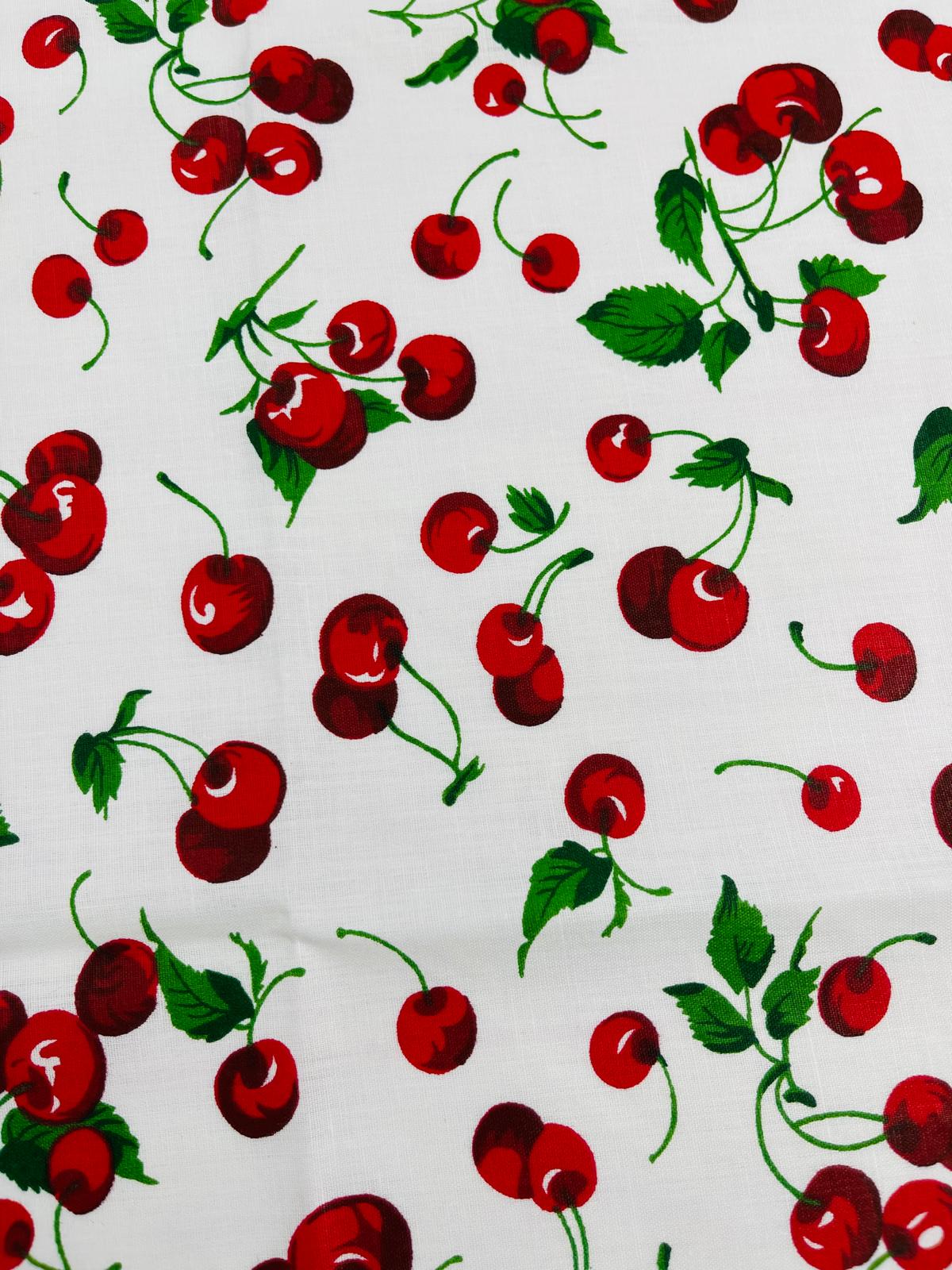 Poly cotton cherry print fabric| New Creations Fabric & Foam Inc. - New Creations Fabric & Foam Inc