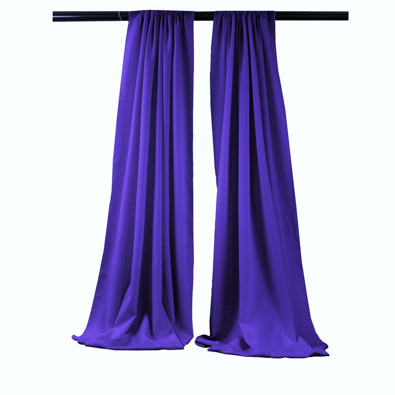 Purple - Backdrop Drape Curtain, Polyester Poplin SEAMLESS 2 SETS.