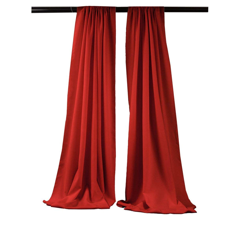 Red - Backdrop Drape Curtain, Polyester Poplin SEAMLESS 2 SETS.