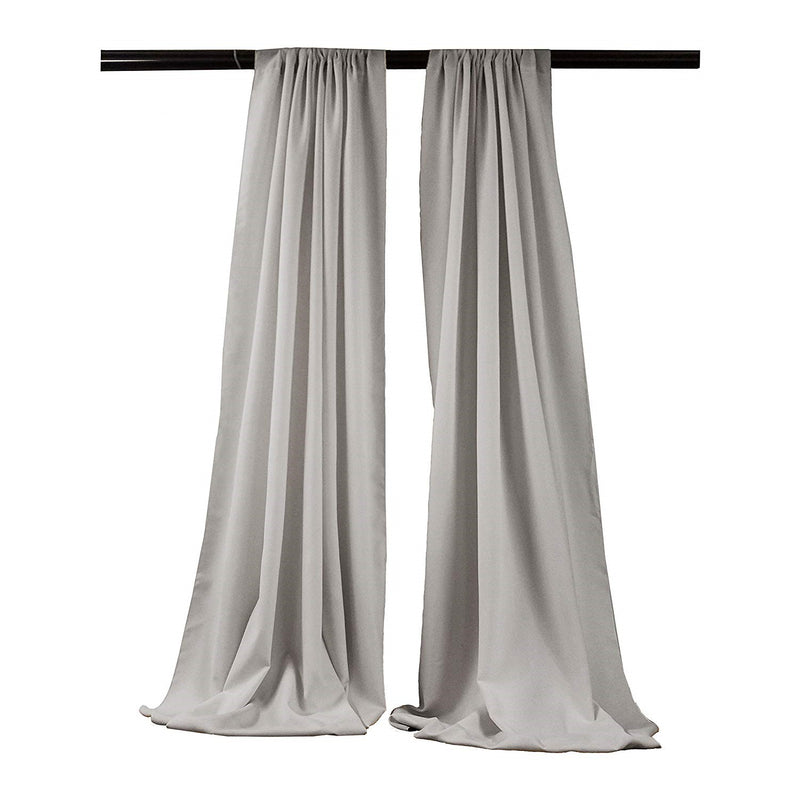 Silver - Backdrop Drape Curtain, Polyester Poplin SEAMLESS 2 SETS.