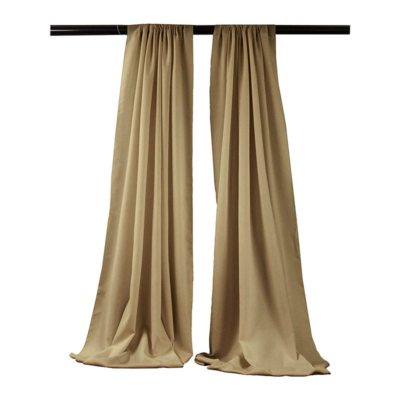 Taupe - Backdrop Drape Curtain, Polyester Poplin SEAMLESS 2 SETS.