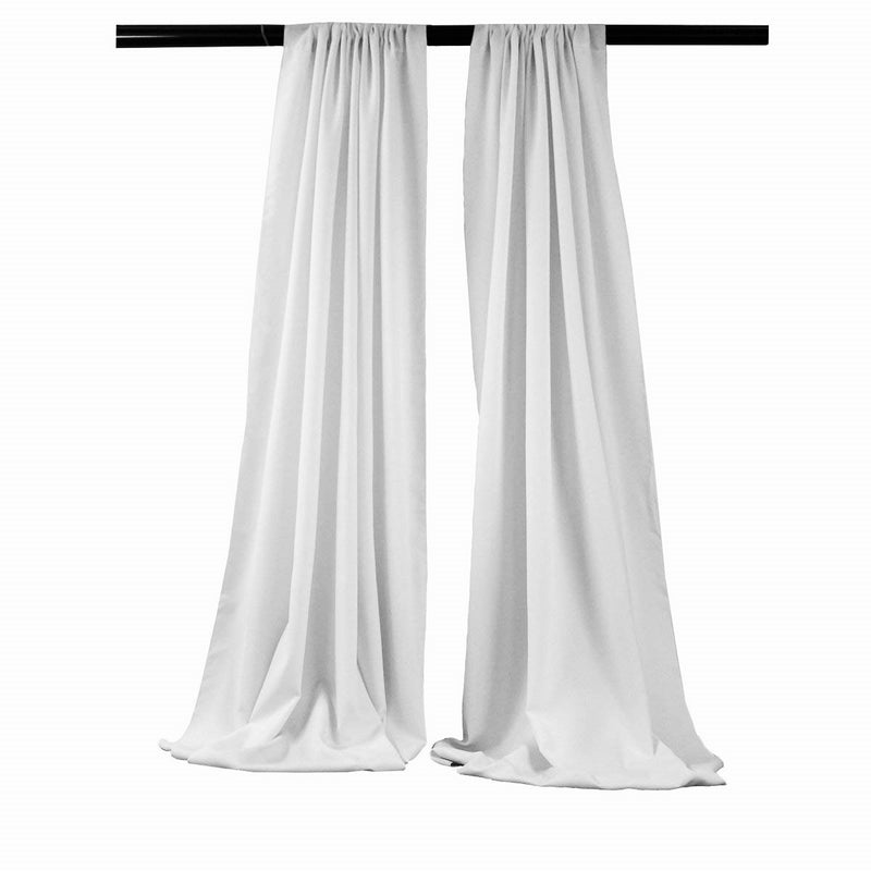 White - Backdrop Drape Curtain, Polyester Poplin SEAMLESS 2 SETS.