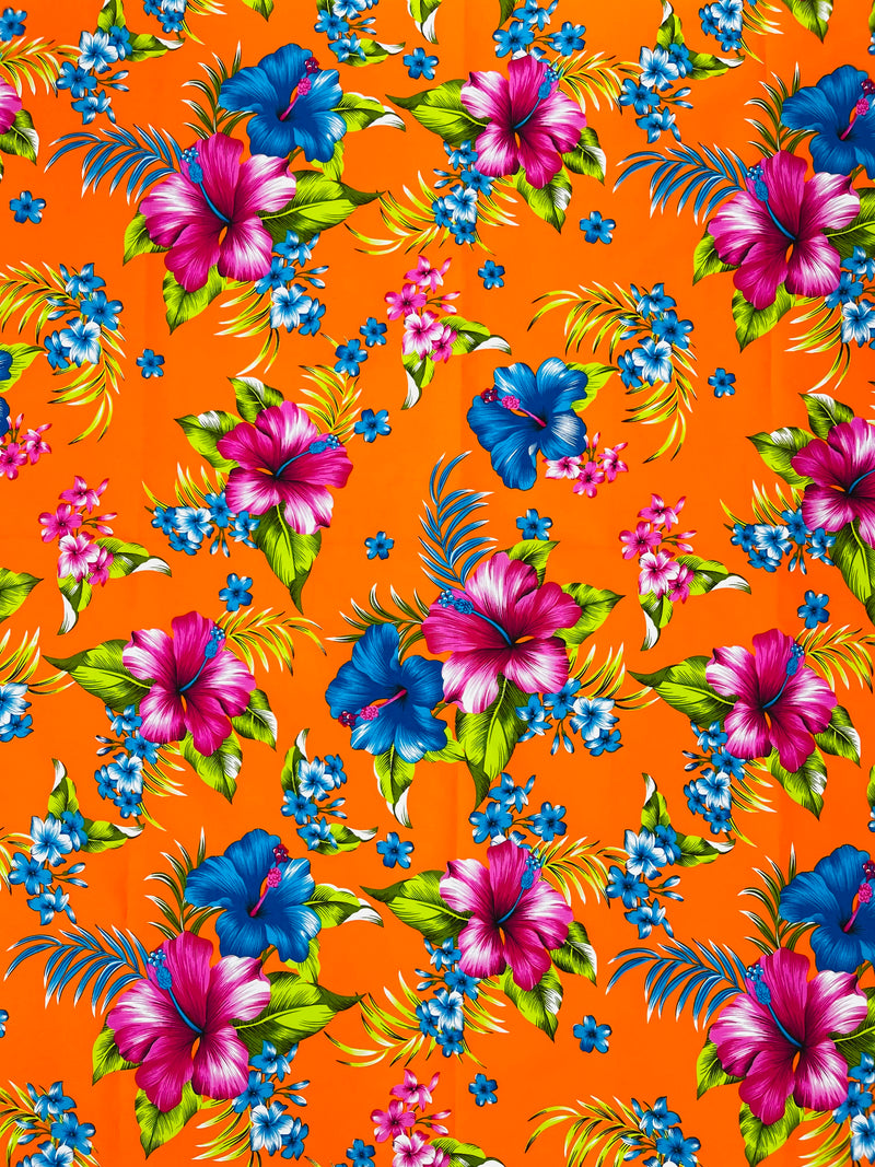 Multi Color Hawaiian Hibiscus  Floral Fabric/ 100% Cotton/45" Wide (by the yard)