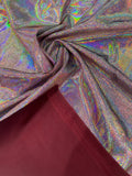 OIL SLICK IRIDESCENT FOGGY FOIL STRETCH VELVET (By The Yard