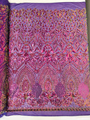 DIAMOND GEOMETRIC SEQUIN ON A STRETCH MESH FABRIC ( By The Yard)