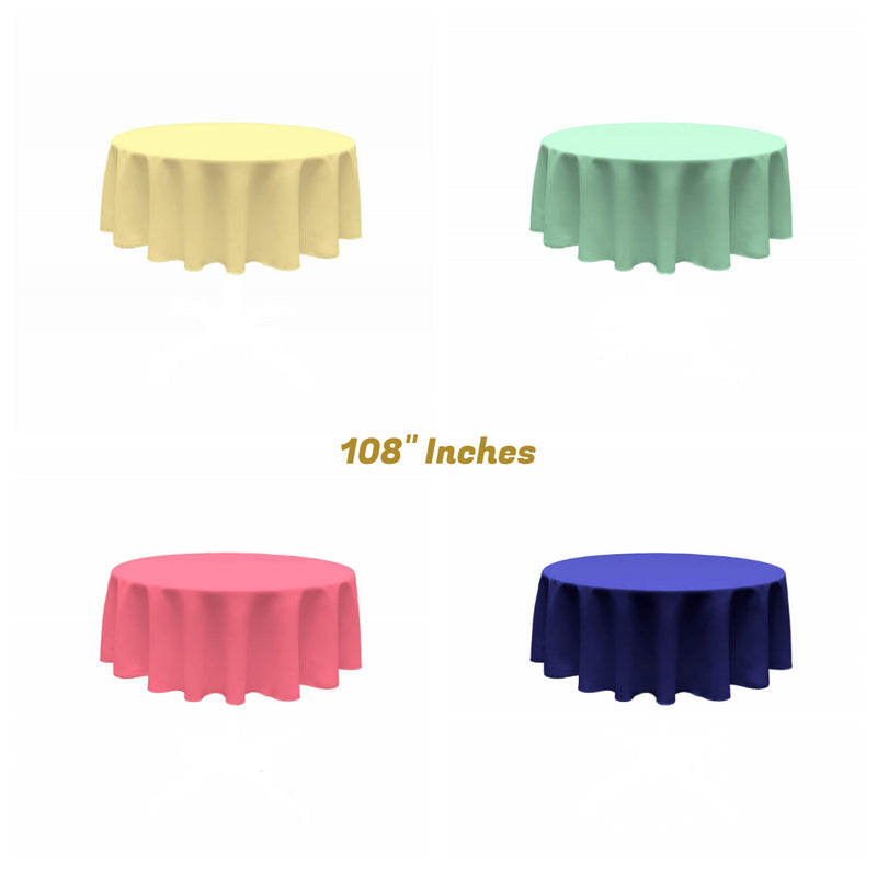 108" Round Polyester Poplin Seamless Tablecloth - Wedding Decoration Tablecloth